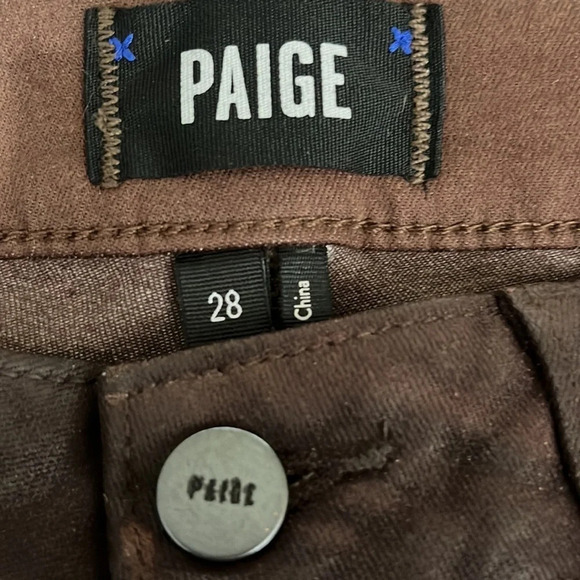 Paige Hoxton Ultra Skinny Luxe Coated Jeans in Chicory Coffee - NWT - Size 28 - Picture 6 of 13